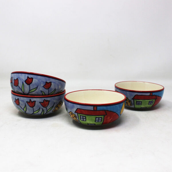 The Artisan Emporium Exotic Panorama Hand-painted Serving Katori Bowls Set Of 4