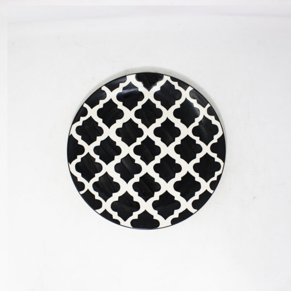 The Artisan Emporium Black Moroccan Hand-painted Dinner Plates Set Of 4(10 inches)
