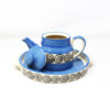 The Artisan Emporium Blue Swirl Ceramic Hand-painted Tea Set Of 1 Kettle, 1 Tray & 2 Tea Cups
