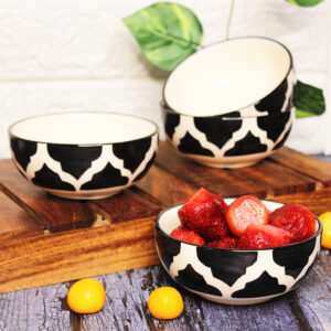 Black Moroccan Small Ceramic Katori Bowls Set Of 4 - The Artisan Emporium