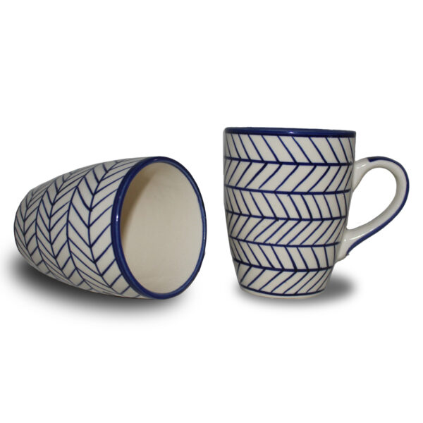 The Artisan Emporium Ceramic Hand-painted Indigo Chevron Mugs Set Of 2