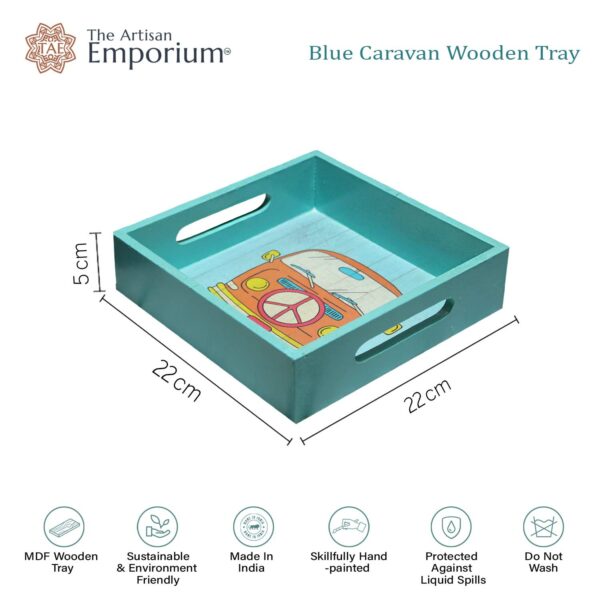 The Artisan Emporium Blue Caravan Wooden Serving/Decor Tray(MDF Board)