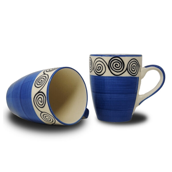 The Artisan Emporium Ceramic Hand-painted Blue Swirl Mugs Set Of 2