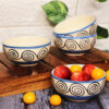 Blue Swirl Small Ceramic Katori Bowls Set Of 4 - The Artisan Emporium