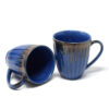 The Artisan Emporium Ceramic Midnight Blue Grooved Mugs Set Of 2