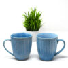 The Artisan Emporium Ceramic Icy Blue Grooved Mugs Set Of 2
