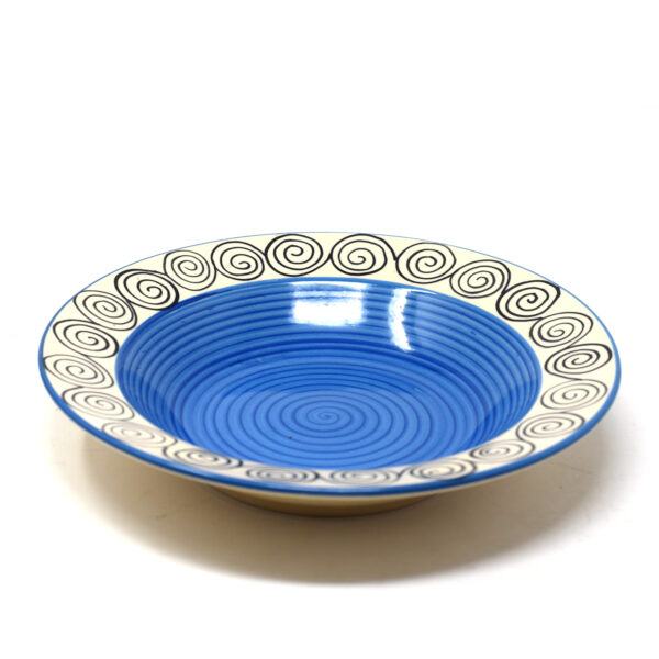 The Artisan Emporium Blue Swirl Hand-painted Pasta Plates Set Of 2(9 inches)
