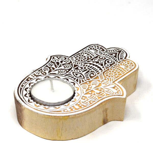 Palm Wooden Block Handcrafted Tealight Candle Holder from The Artisan Emporium