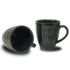The Artisan Emporium Ceramic Forest Green Grooved Mugs Set Of 2