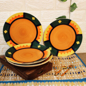 The Artisan Emporium Boho Fiesta Hand-painted Dinner Plates Set Of 4(10 inches)