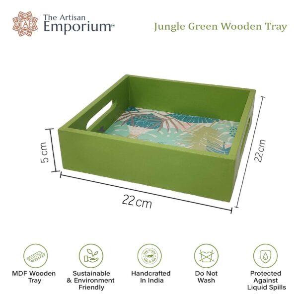The Artisan Emporium Jungle Green Wooden Serving/Decor Tray(MDF Board)