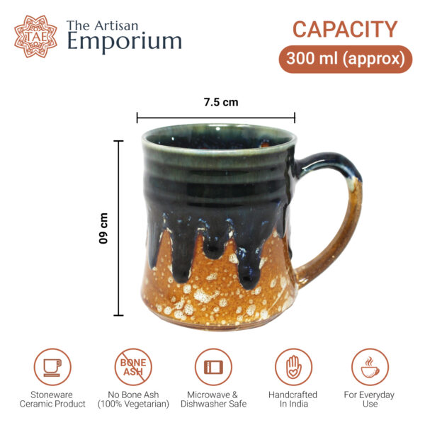 The Artisan Emporium Ceramic Earthy Brown Drip Mugs Set Of 2