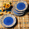The Artisan Emporium Blue Swirl Hand-painted Side Plates Set Of 4(7 inches)