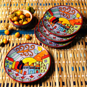 The Artisan Emporium Exotic Panorama Hand-painted Side Plates Set Of 4(7 inches)