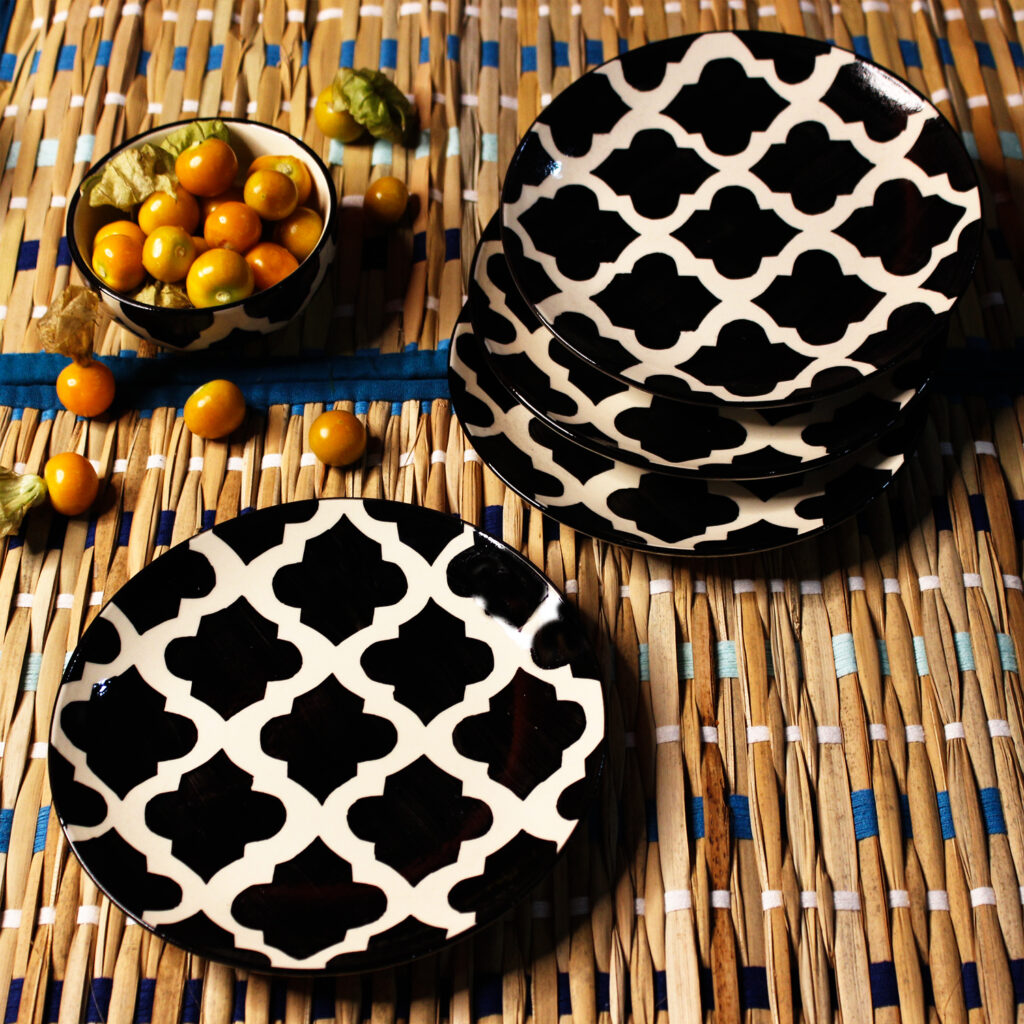 The Artisan Emporium Ceramic Dinnerware Sets - Black Moroccan Side Plates