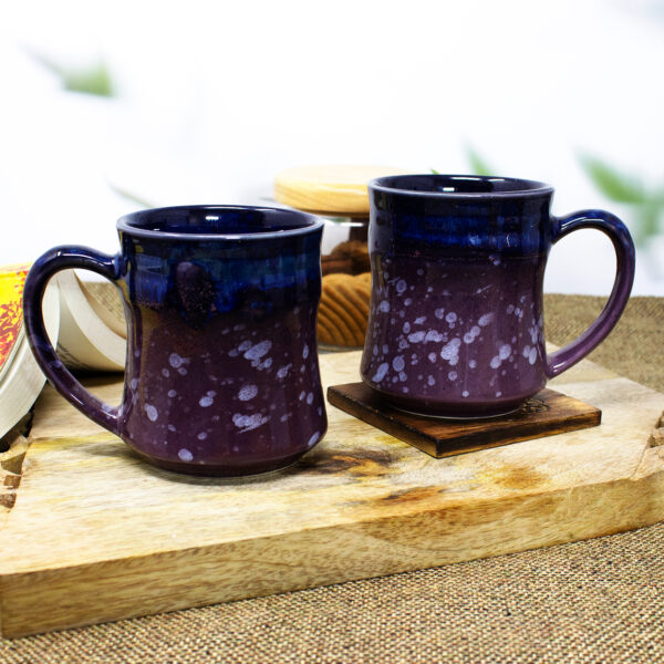 The Artisan Emporium Ceramic Mauve & Blue Drip Mugs Set Of 2