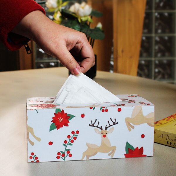 White Christmas Wooden Tissue Box Holder - The Artisan Emporium