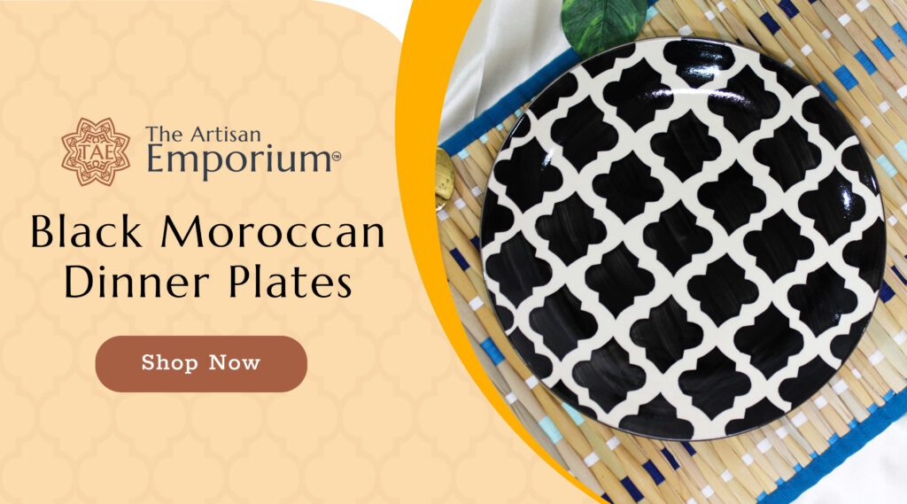 Black Moroccan Ceramic Dinner Plates - TAE