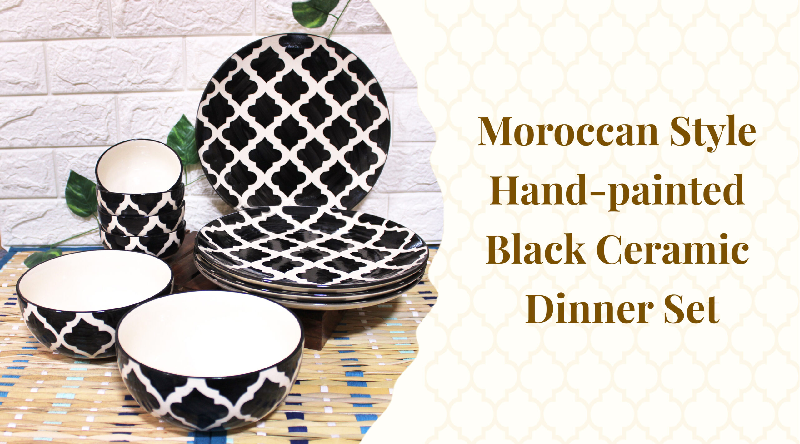 Black Moroccan Ceramic Dinner Set - TAE