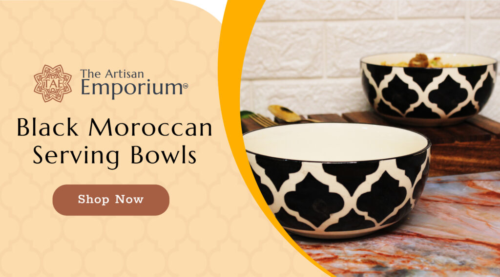 Black Moroccan Ceramic Serving Bowls - TAE