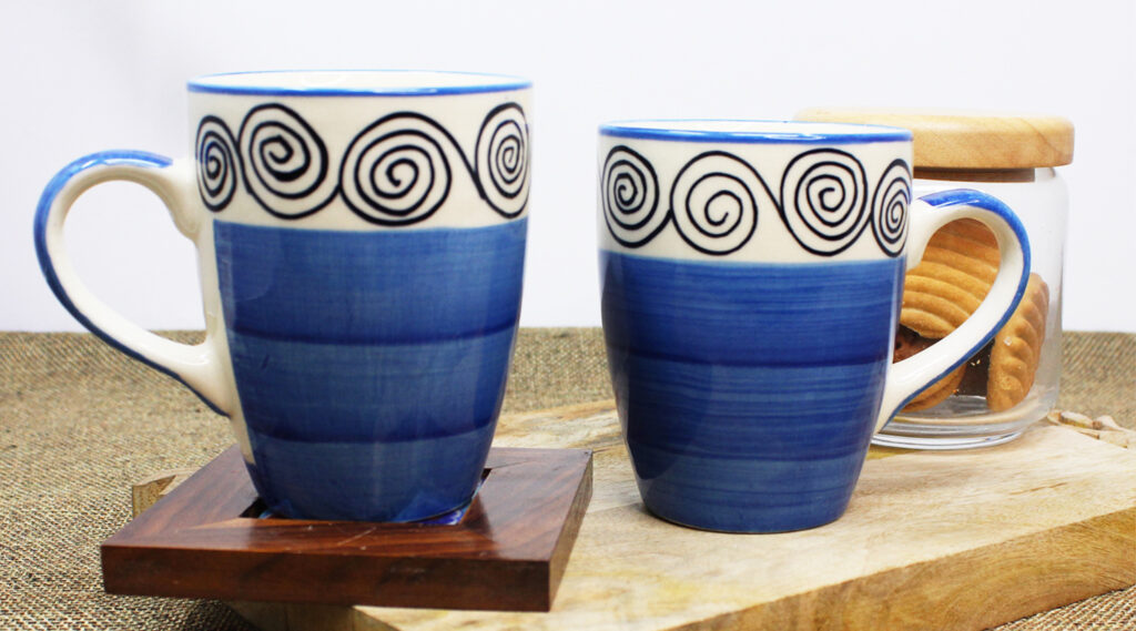 Blue Swirl Ceramic Coffee Mugs - TAE