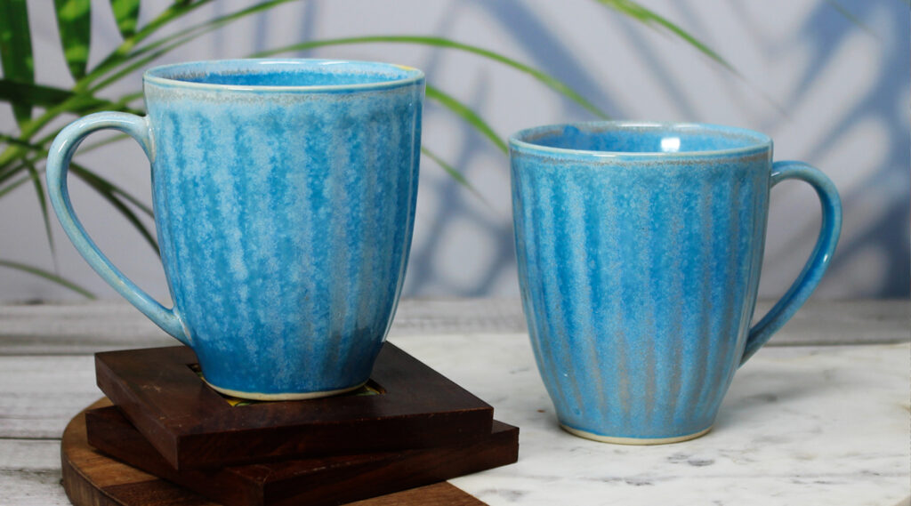 Icy Blue Ceramic Coffee Mugs - TAE