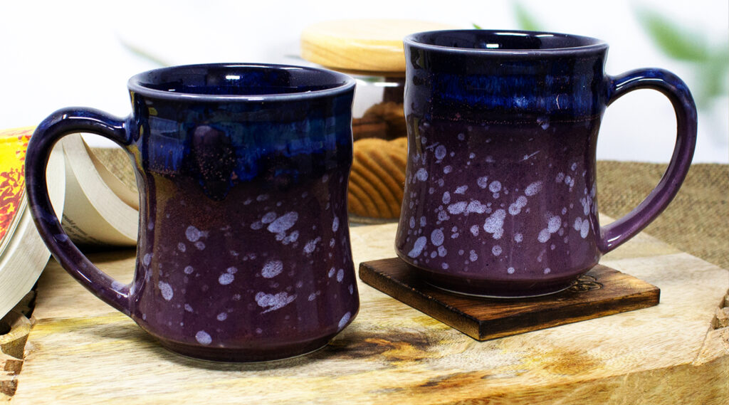 Mauve & Blue Ceramic Coffee Mugs - TAE
