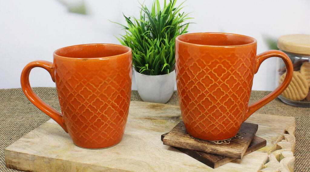 Red Teracotta Ceramic Coffee Mugs - TAE