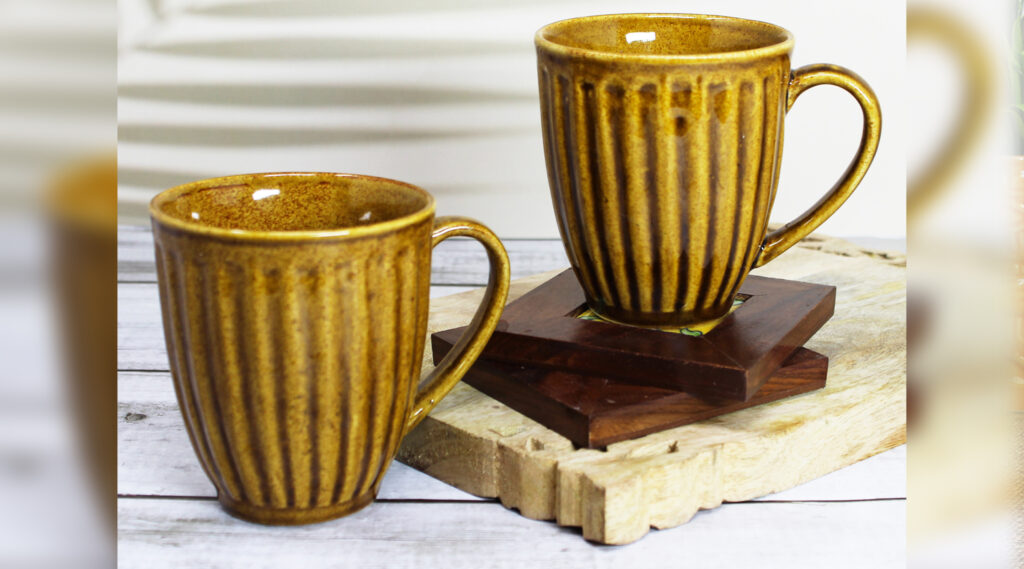 Tan Yellow Ceramic Coffee Mugs - TAE