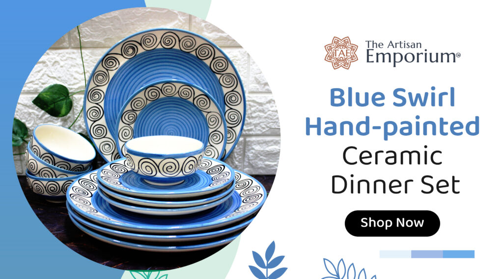 Shop Blue Swirl Ceramic Dinner Set At The Artisan Emporium
