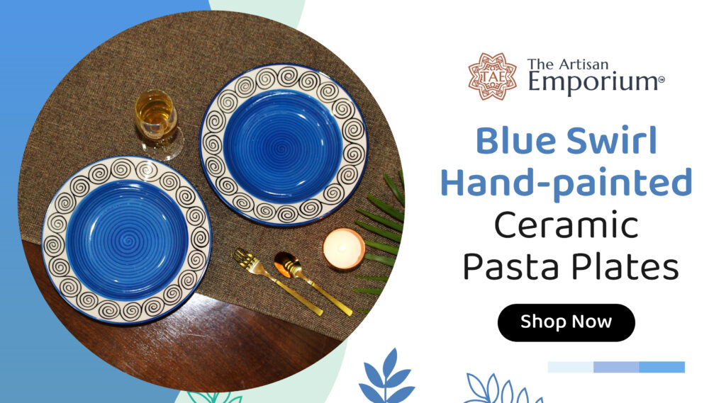 Buy Blue Swirl Ceramic Pasta Plates at The Artisan Emporium