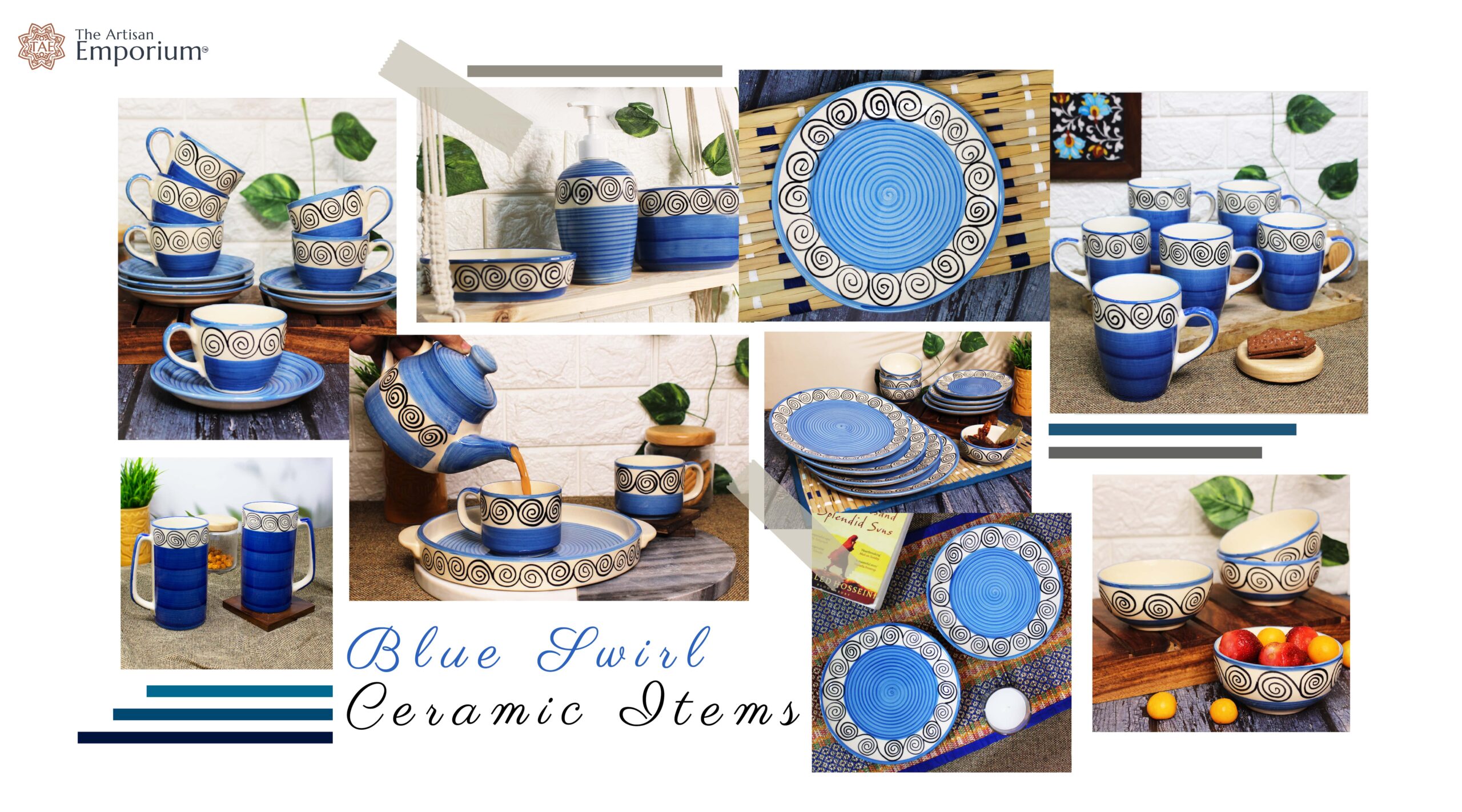 Blue Swirl Ceramic Items - The Artisan Emporium