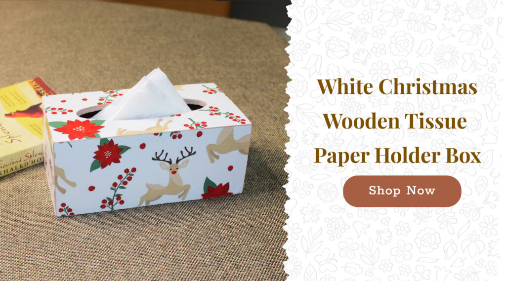 The Artisan Emporium White Christmas Tissue Box Holder