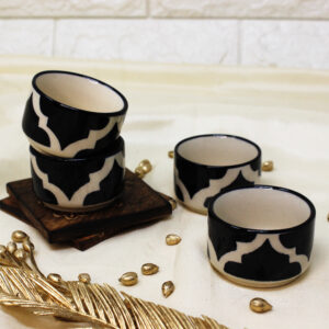 Black Moroccan Ceramic Chutney Bowls Set Of 4 - The Artisan Emporium