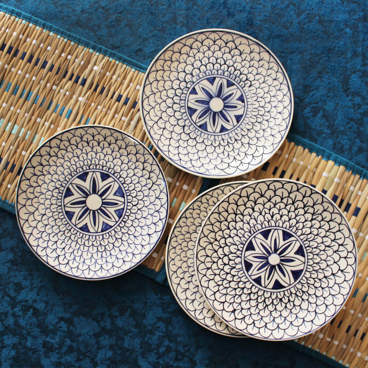 Mermaid Tales Ceramic Dinner Plates Set Of 4 - The Artisan Emporium