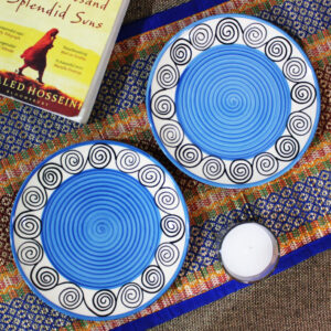 The Artisan Emporium Set Of 2 Quarter Plates Blue Swirl