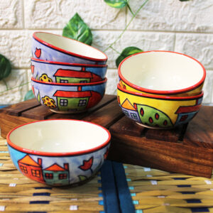 Exotic Panorama Ceramic Serving Bowls Set Of 6 - The Artisan Emporium