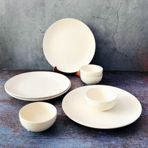 Subhra White Ceramic Dinner Set of 4 Pieces