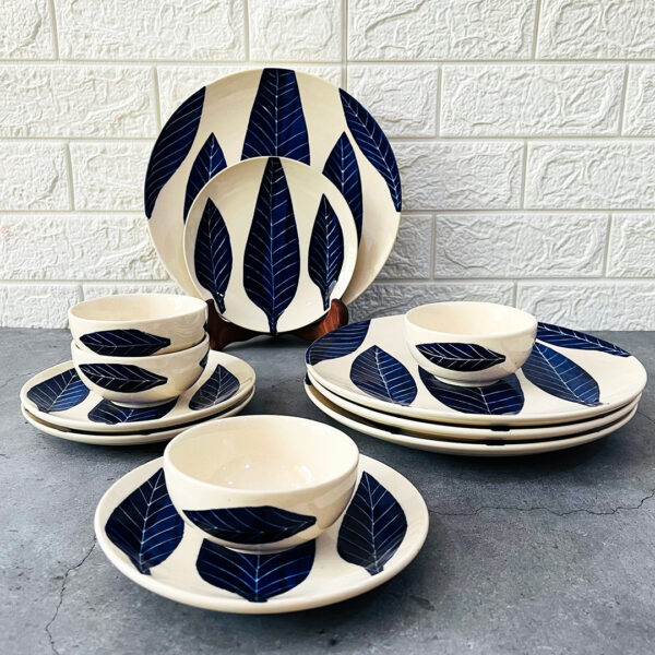 Patram Hand-painted Ceramic Dinner Set Of 12 Pieces