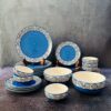 blue swirl hand painted dinner set of 20 pieces