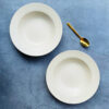 White Matte Ceramic Pasta Plates Set Of 2 - The Artisan Emporium