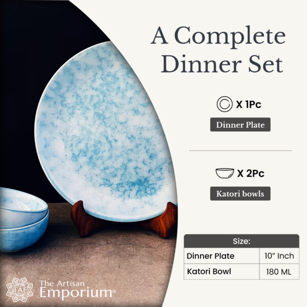 Neelam Handcrafted Ceramic Dinner Set Of 3 Pieces