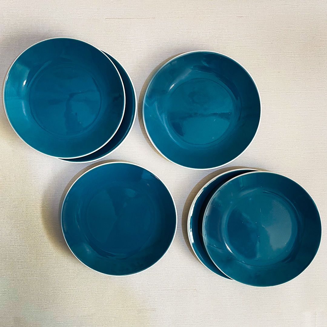Retro green ceramic Quarter Plates Set Of 6 - The Artisan Emporium