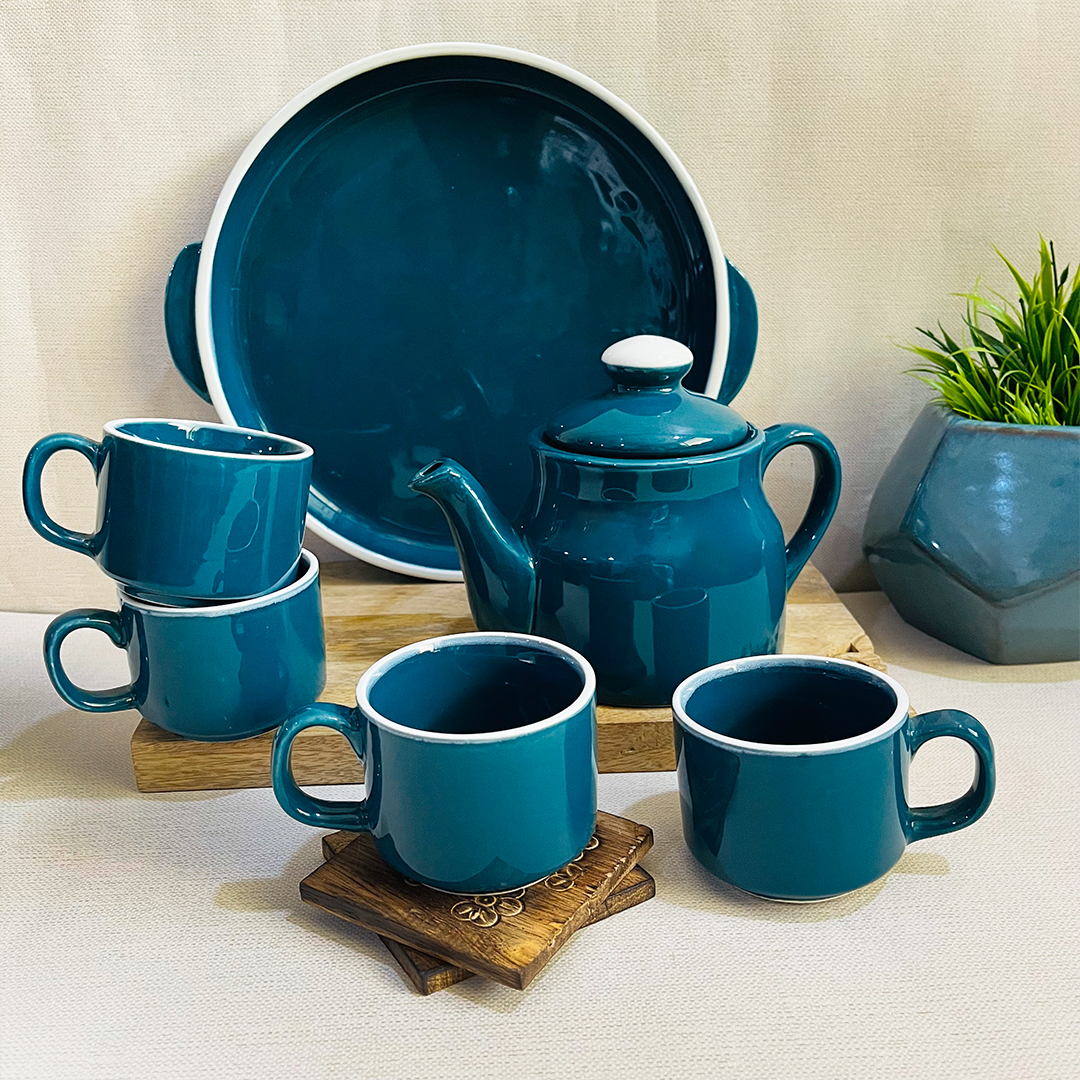 Retro Green Ceramic Tea Set - The Artisan Emporium