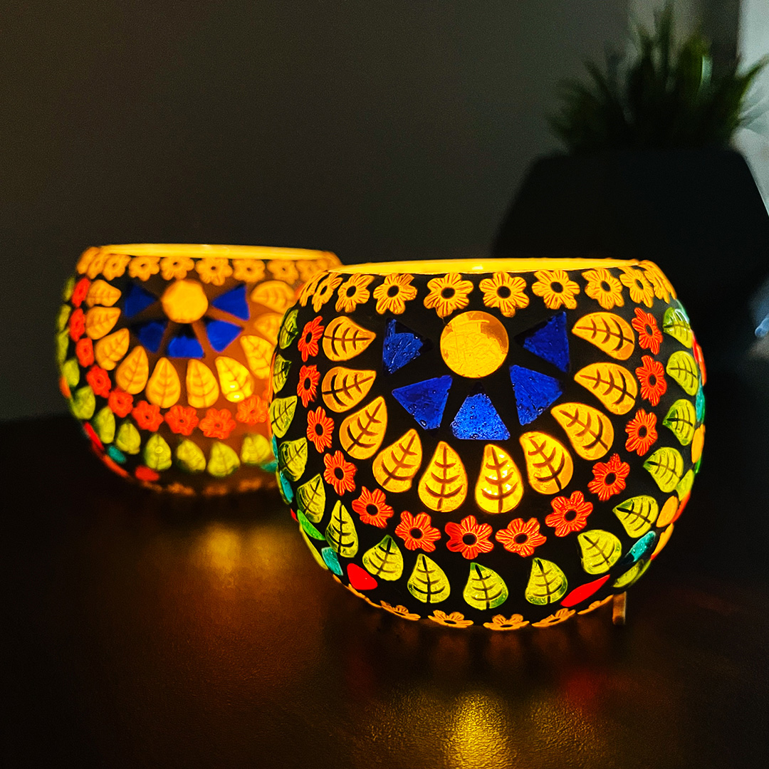 Mosaic Glass Tea Light Candle Holder _ The Artisan Emporium