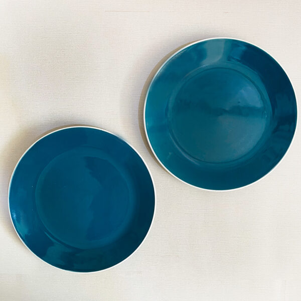 Retro Green Ceramic Dinner Plates Set Of 2 -The Artisan Emporium