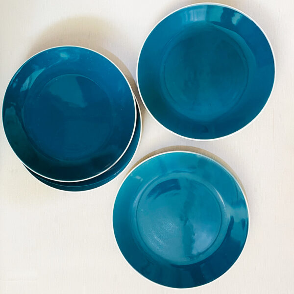 Retro Green Ceramic Dinner Plates Set Of 4 -The Artisan Emporium