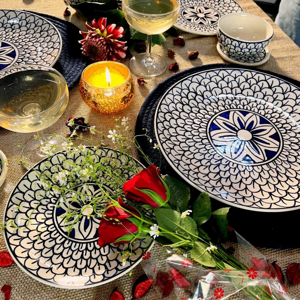 Dinner Date Table setting Idea with The Artisan Emporium Ceramic Dinnerware Sets