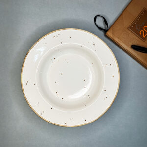 White Speckled Ceramic Pasta Plate - The Artisan Emporium