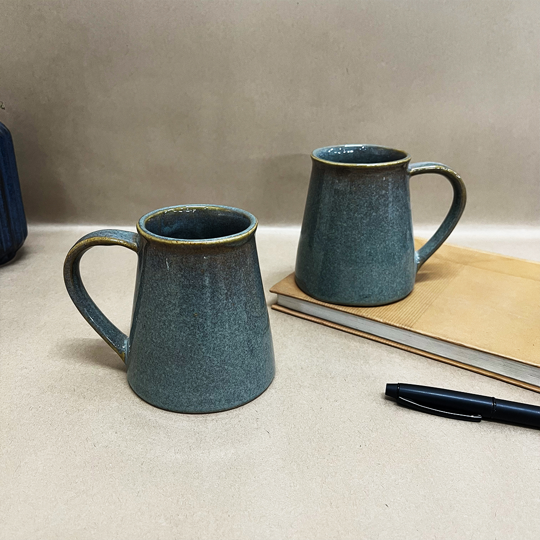 Mud & Moss Green Funnel Ceramic Mug-The Artisan Emporium